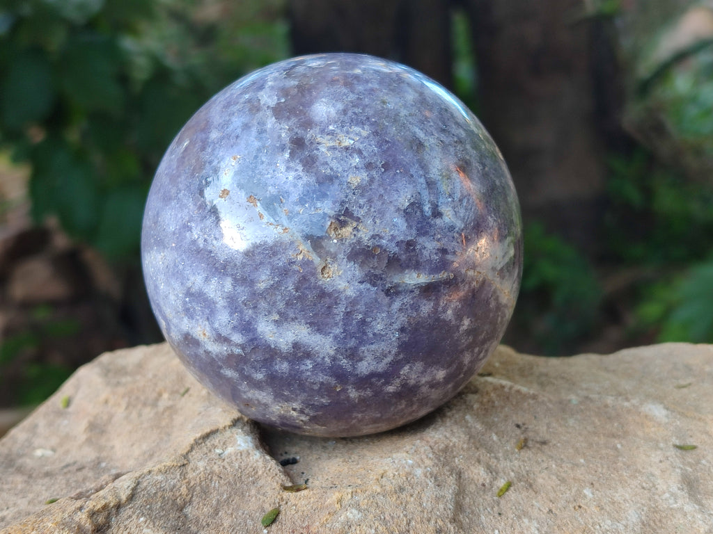 Polished Lepidolite with Pink Rubellite Spheres x 2 From Ambatondrazaka, Madagascar - Toprock Gemstones and Minerals 