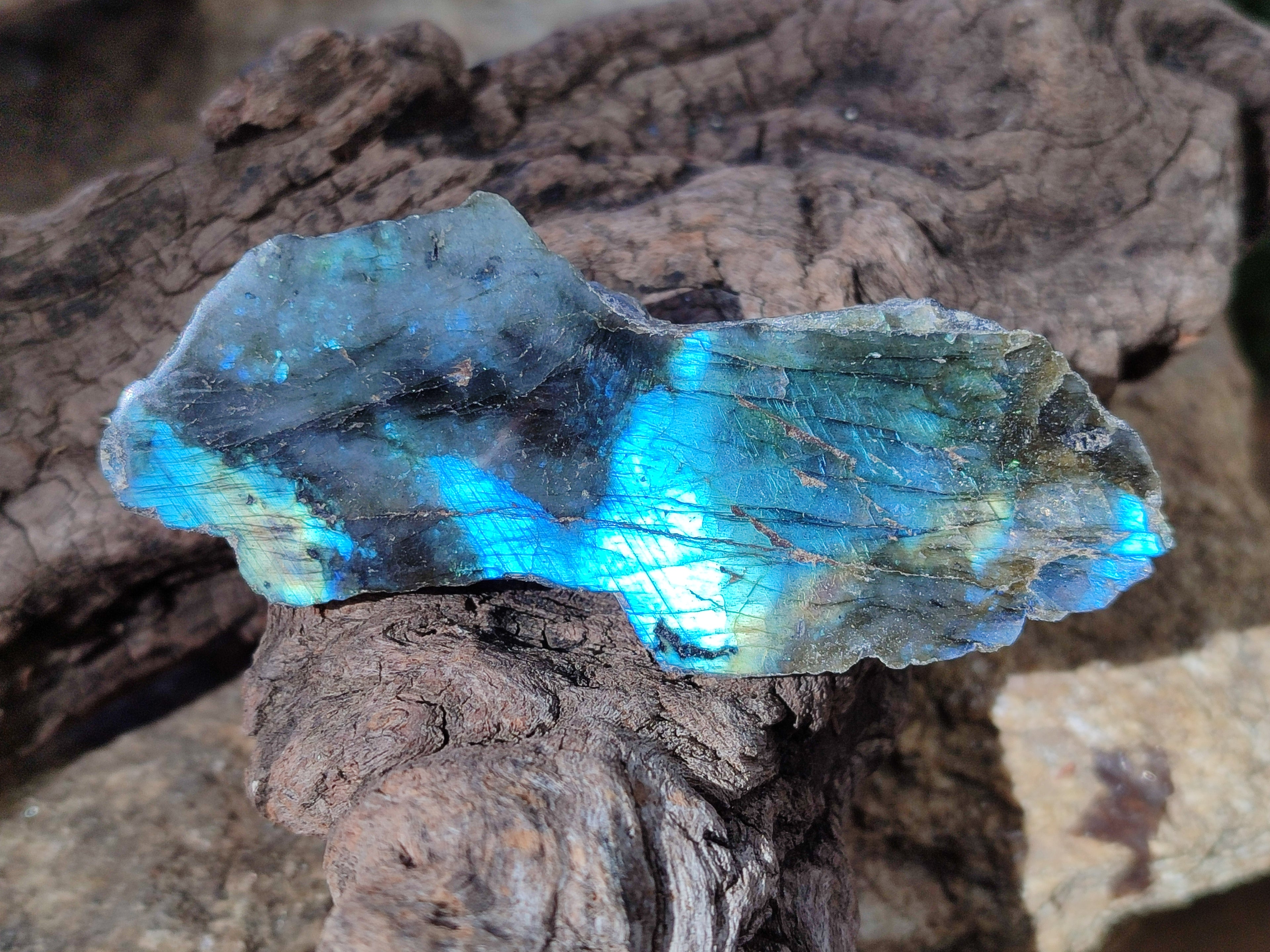 Polished On One Side Labradorite Plates x 35 From Tulear, Madagascar - Toprock Gemstones and Minerals 