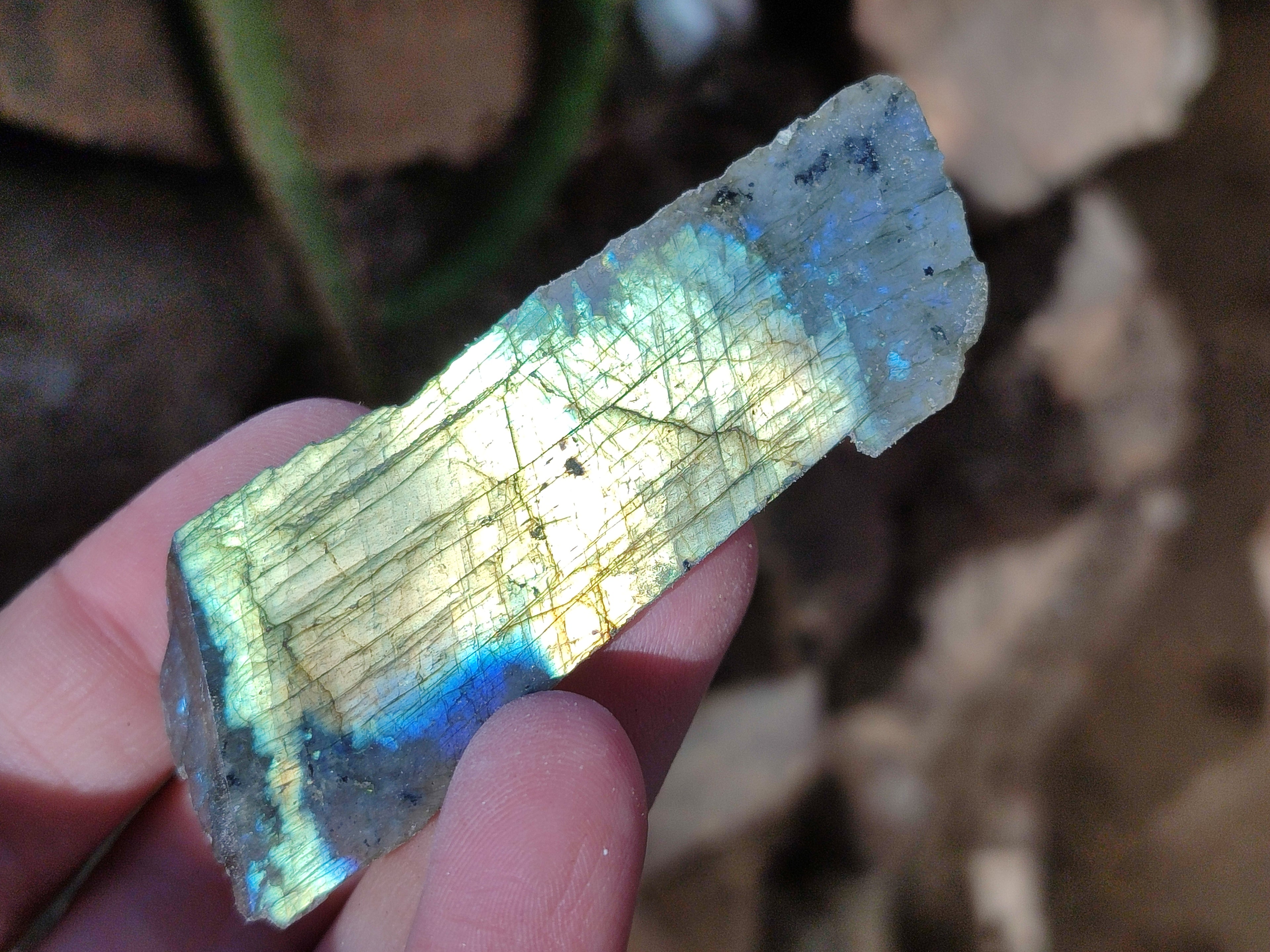 Polished On One Side Labradorite Plates x 35 From Tulear, Madagascar - Toprock Gemstones and Minerals 