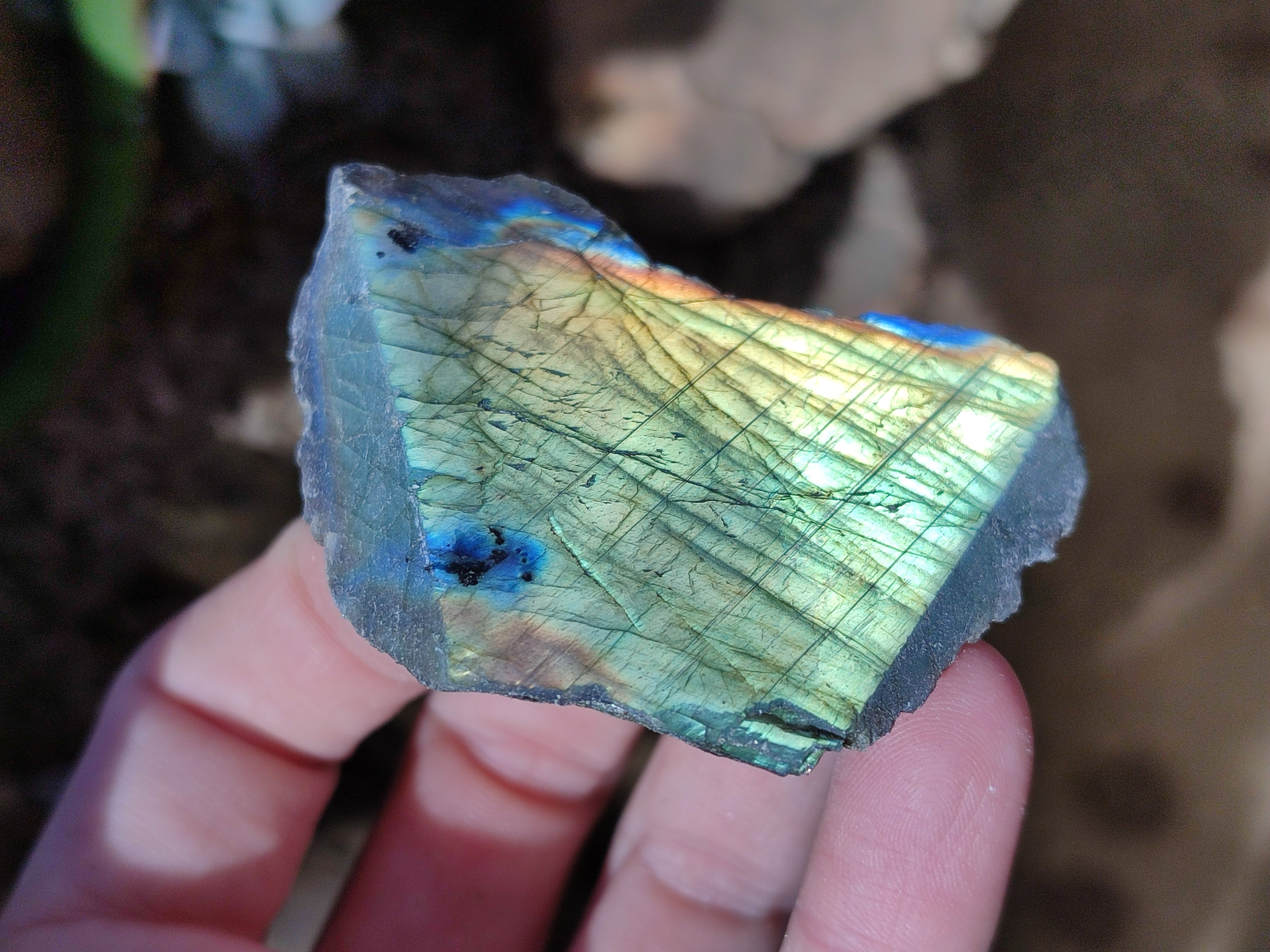 Polished On One Side Labradorite Plates x 35 From Tulear, Madagascar - Toprock Gemstones and Minerals 