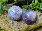 Polished Lepidolite with Pink Rubellite Spheres x 4 From Ambatondrazaka, Madagascar - Toprock Gemstones and Minerals 