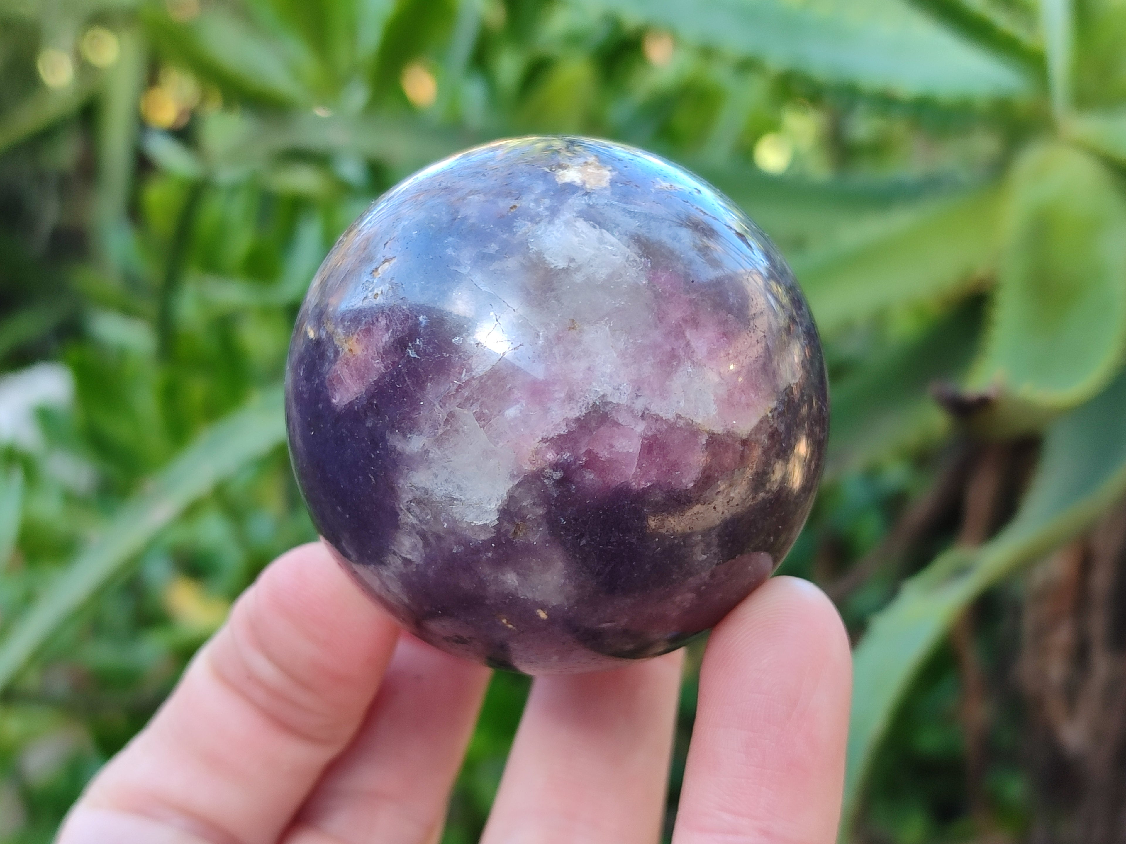 Polished Lepidolite with Pink Rubellite Spheres x 4 From Ambatondrazaka, Madagascar - Toprock Gemstones and Minerals 