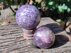 Polished Lepidolite with Pink Rubellite Spheres x 4 From Ambatondrazaka, Madagascar - Toprock Gemstones and Minerals 