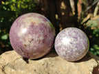 Polished Lepidolite with Pink Rubellite Spheres x 4 From Ambatondrazaka, Madagascar - Toprock Gemstones and Minerals 
