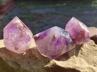 Polished Window Amethyst Quartz Points x 6 From Akansobe, Madagascar - Toprock Gemstones and Minerals 