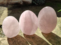 Polished Rose Quartz Standing Free Forms x 3 From Ambatondrazaka, Madagascar - Toprock Gemstones and Minerals 