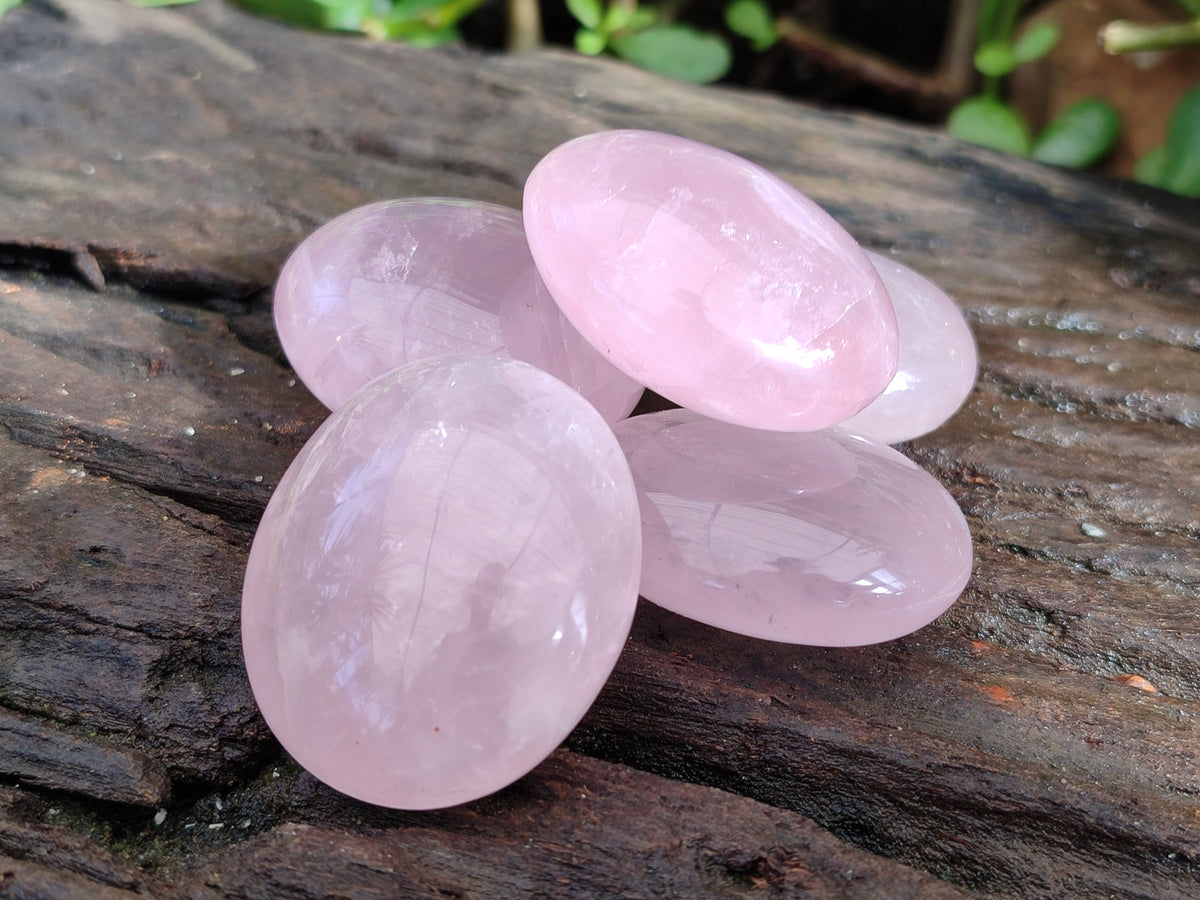 Polished Rose Quartz Palm Stones x 35 From Ambatondrazaka, Madagascar - Toprock Gemstones and Minerals 