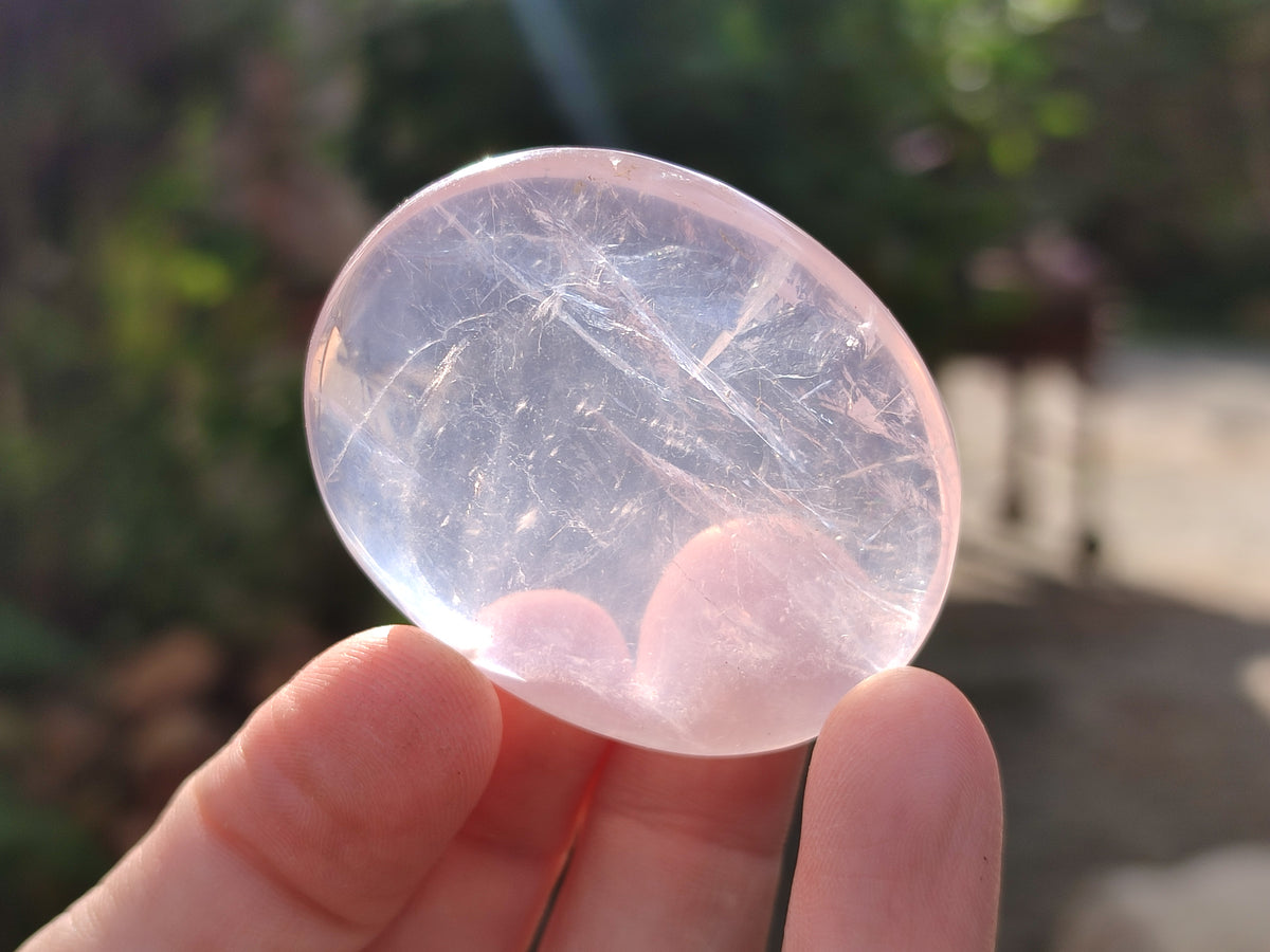 Polished Rose Quartz Palm Stones x 35 From Ambatondrazaka, Madagascar - Toprock Gemstones and Minerals 