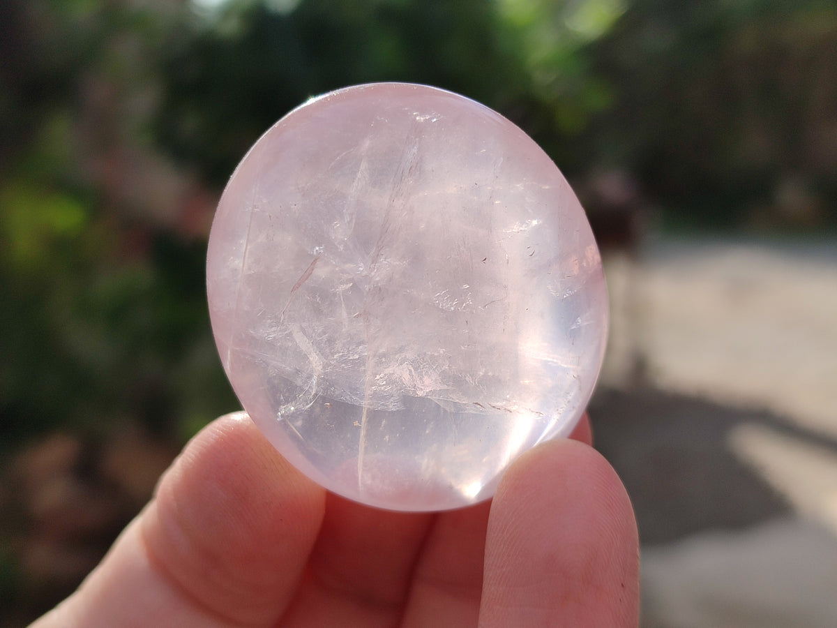 Polished Rose Quartz Palm Stones x 35 From Ambatondrazaka, Madagascar - Toprock Gemstones and Minerals 