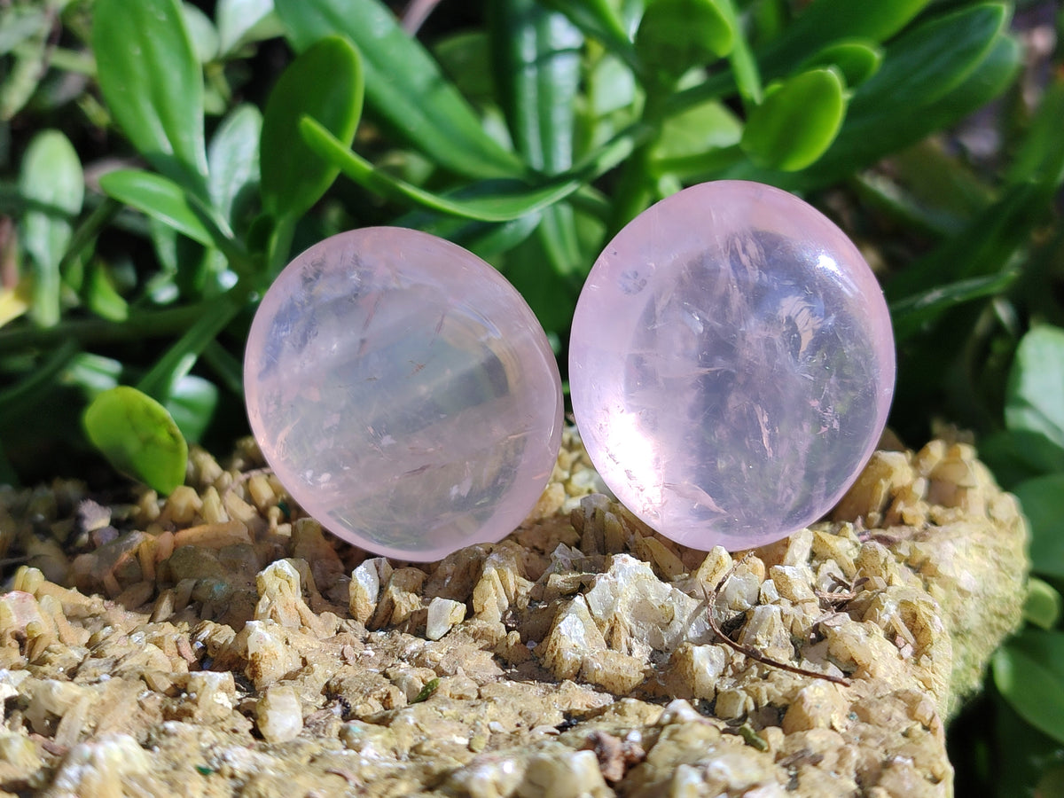 Polished Rose Quartz Palm Stones x 35 From Ambatondrazaka, Madagascar - Toprock Gemstones and Minerals 