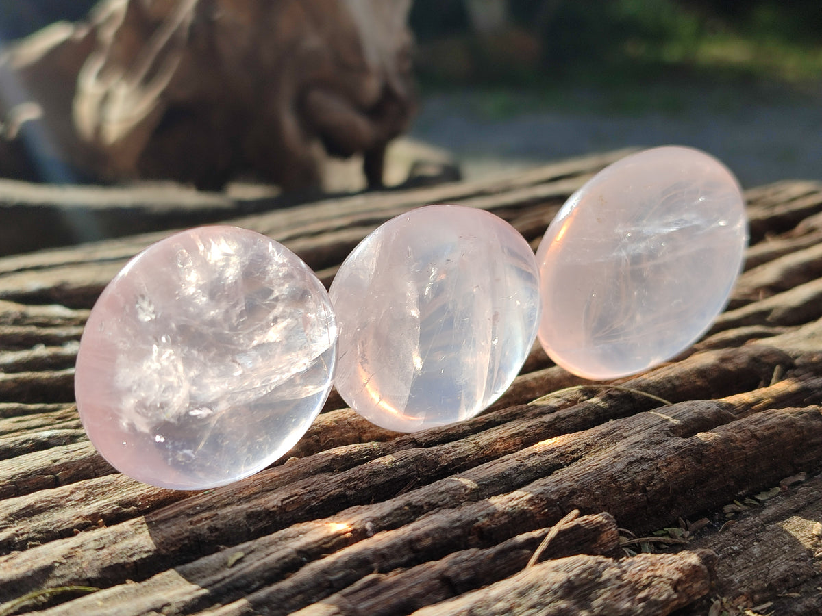 Polished Rose Quartz Palm Stones x 35 From Ambatondrazaka, Madagascar - Toprock Gemstones and Minerals 