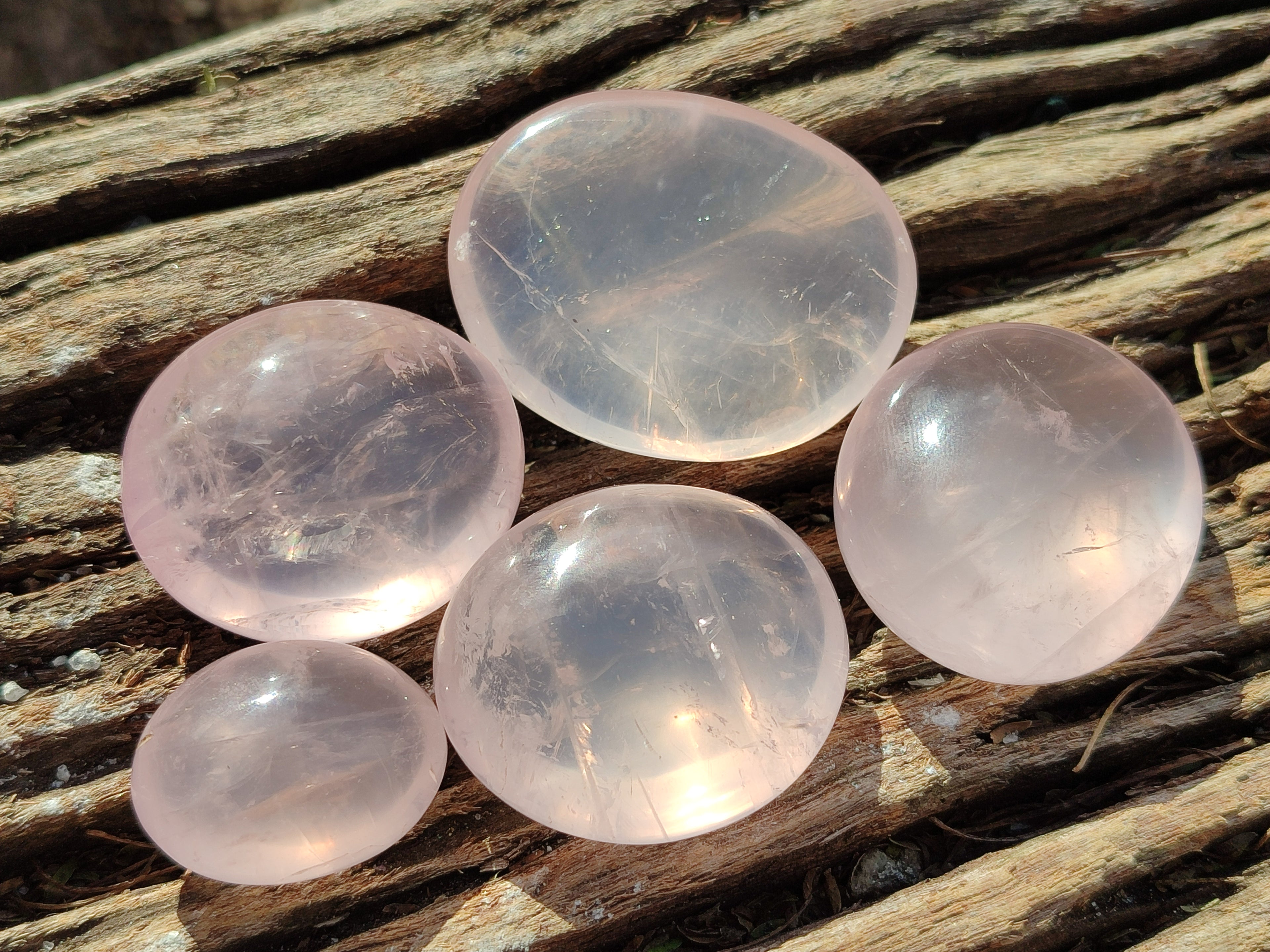 Polished Rose Quartz Palm Stones x 35 From Ambatondrazaka, Madagascar - Toprock Gemstones and Minerals 