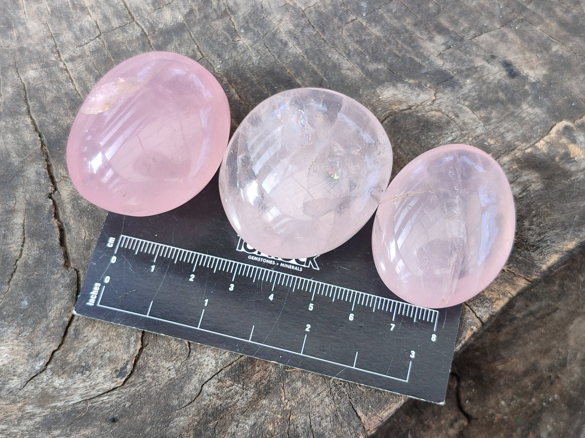 Polished Rose Quartz Palm Stones x 35 From Ambatondrazaka, Madagascar - Toprock Gemstones and Minerals 