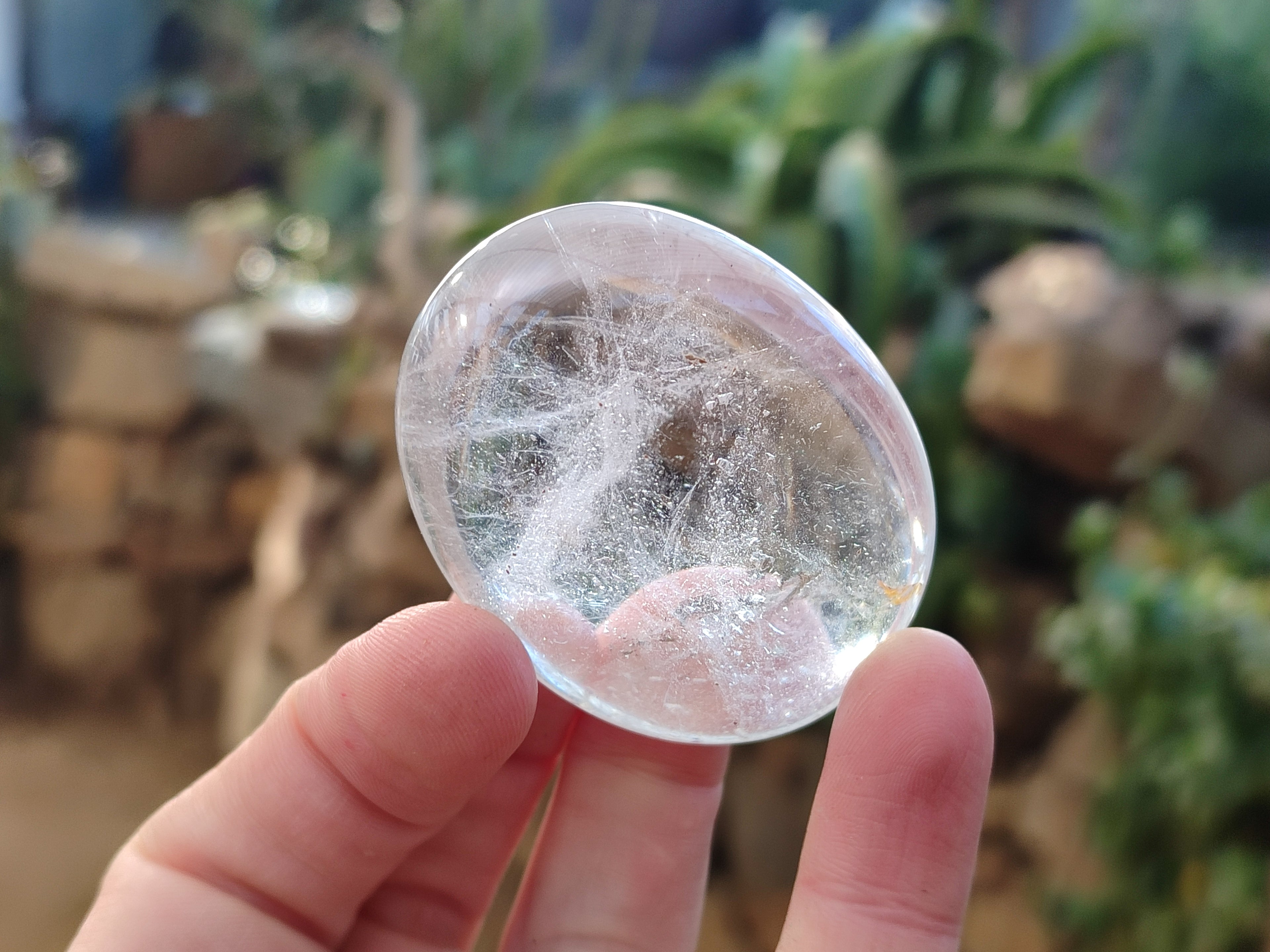Polished Girasol and Rock Crystal Quartz Palm Stones x 24 From Ambatondrazaka, Madagascar - Toprock Gemstones and Minerals 