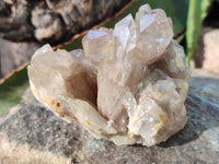 Natural Smokey Phantom Quartz Clusters x 3 From Luena, Congo - Toprock Gemstones and Minerals 