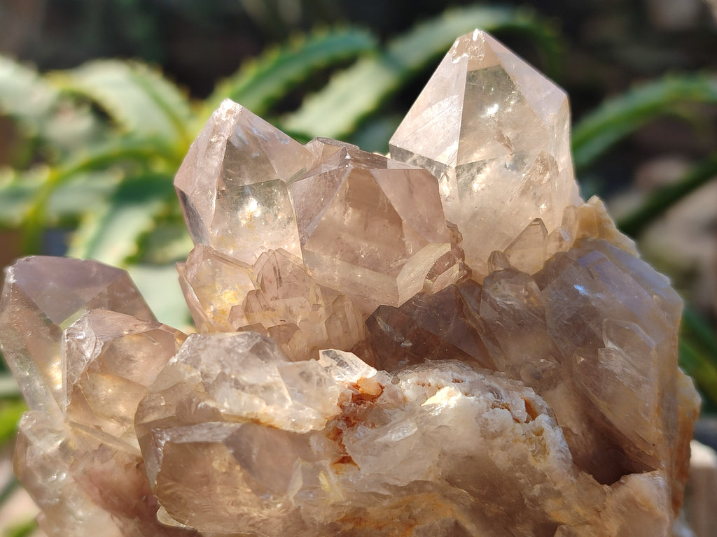 Natural Smokey Phantom Quartz Clusters x 3 From Luena, Congo - Toprock Gemstones and Minerals 