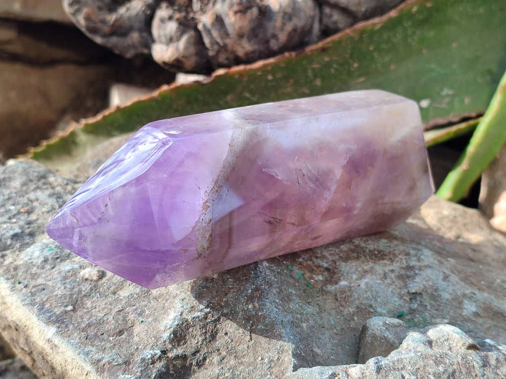 Polished Chevron Amethyst Points x 2 from Ankazobe, Madagascar - Toprock Gemstones and Minerals 
