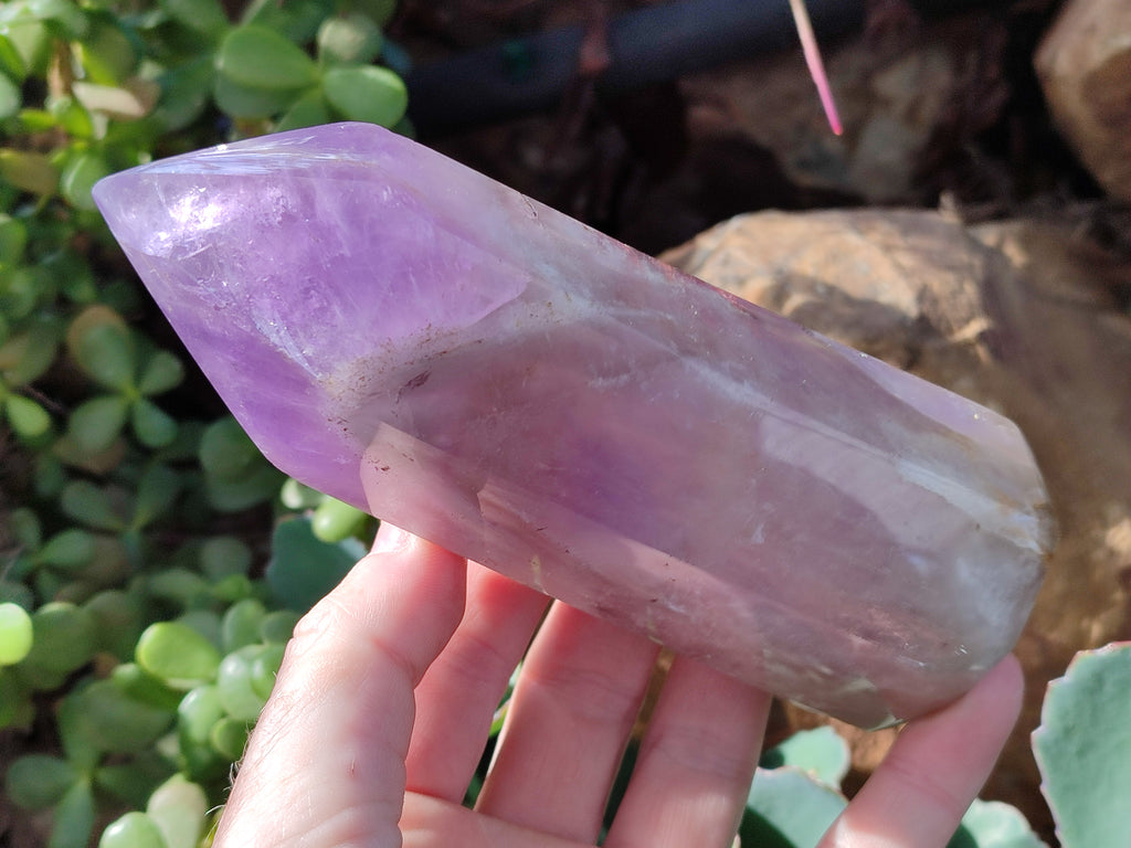 Polished Chevron Amethyst Points x 2 from Ankazobe, Madagascar - Toprock Gemstones and Minerals 