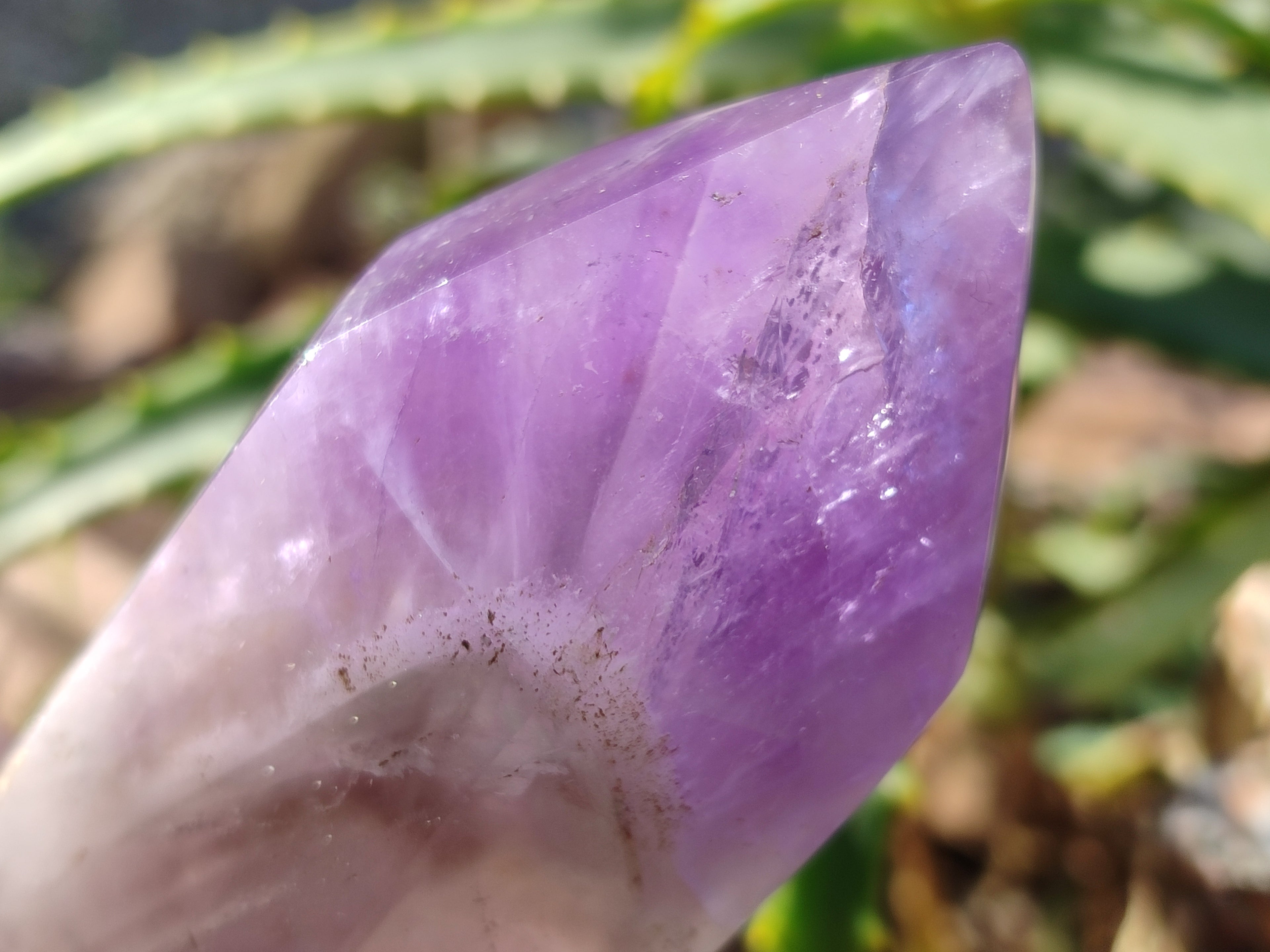 Polished Chevron Amethyst Points x 2 from Ankazobe, Madagascar - Toprock Gemstones and Minerals 