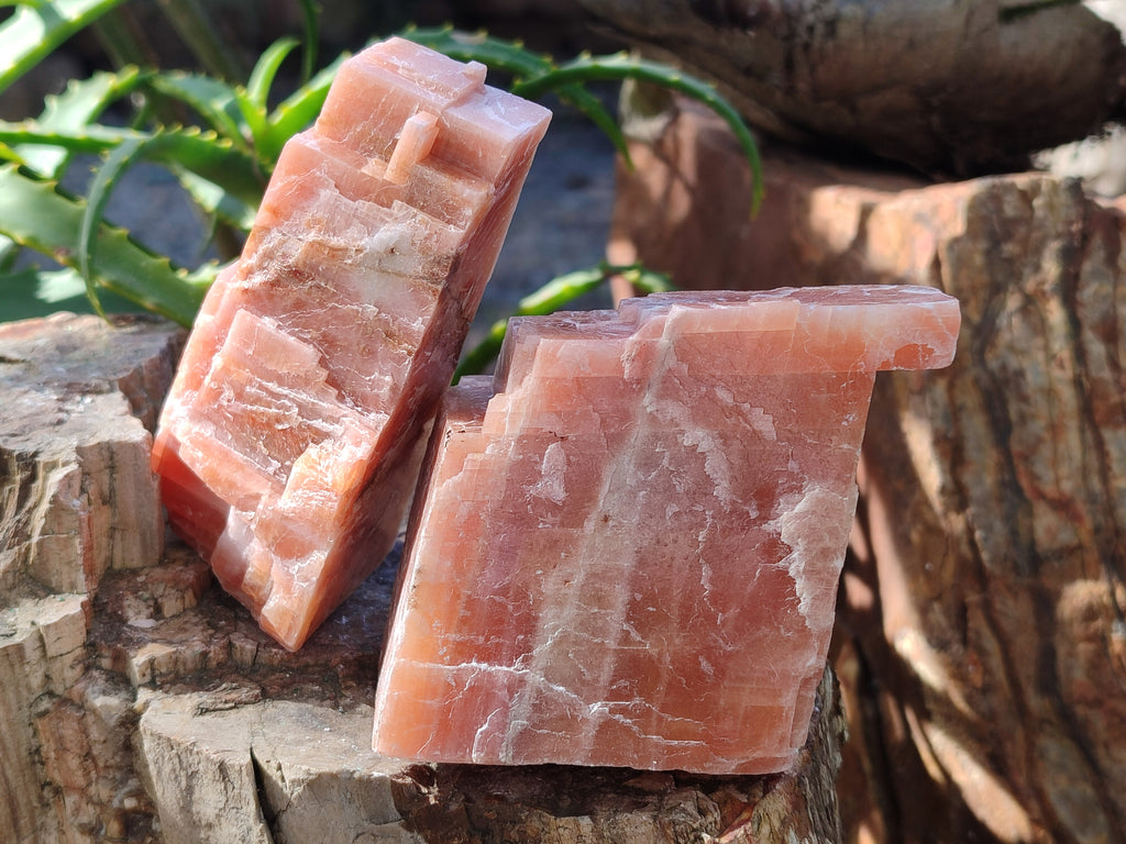 Natural Rhombohedral Sunset Orange Calcite Specimens x 12 From Spitzkop, Namibia - Toprock Gemstones and Minerals 