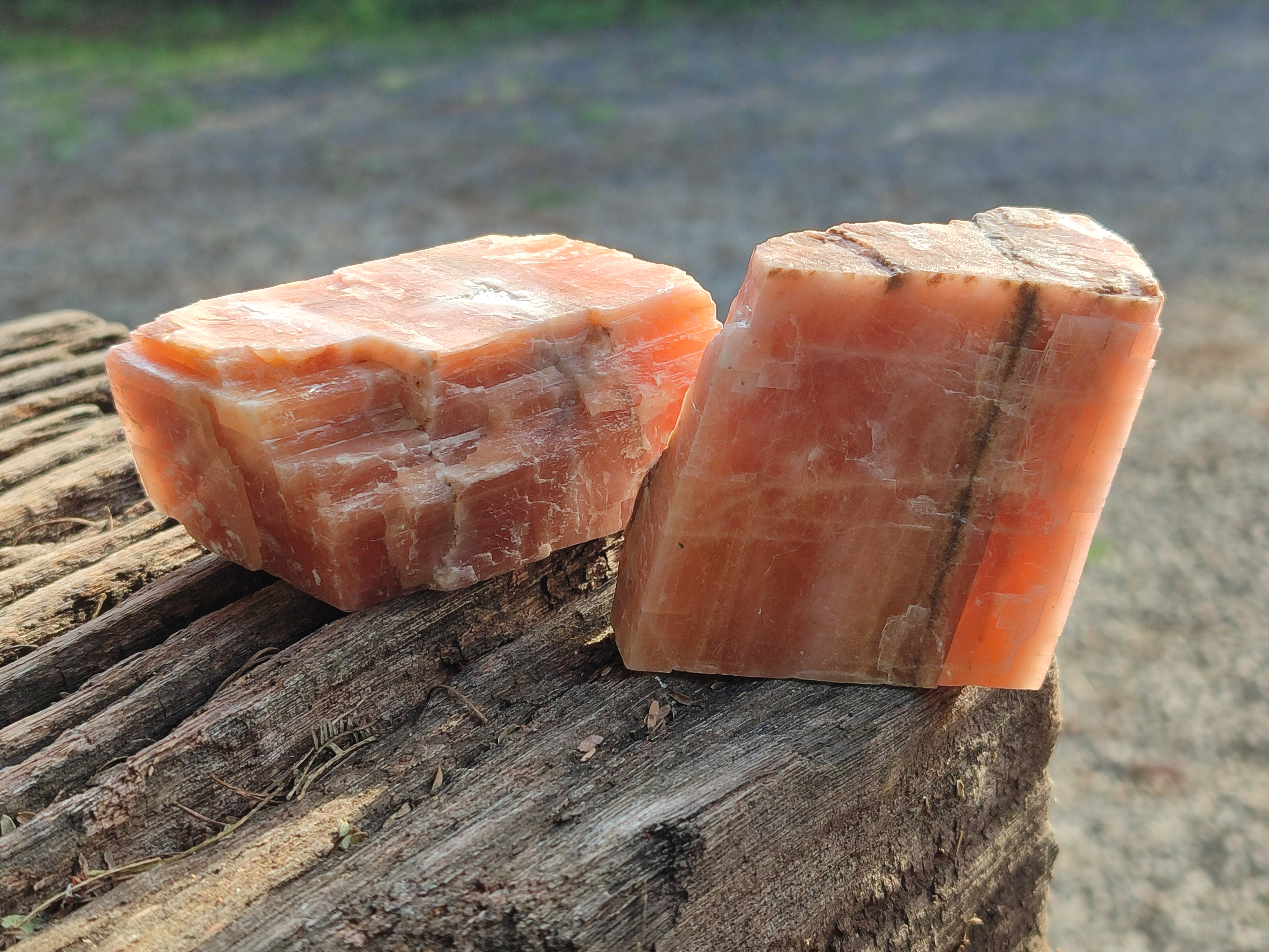 Natural Rhombohedral Sunset Orange Calcite Specimens x 12 From Spitzkop, Namibia - Toprock Gemstones and Minerals 