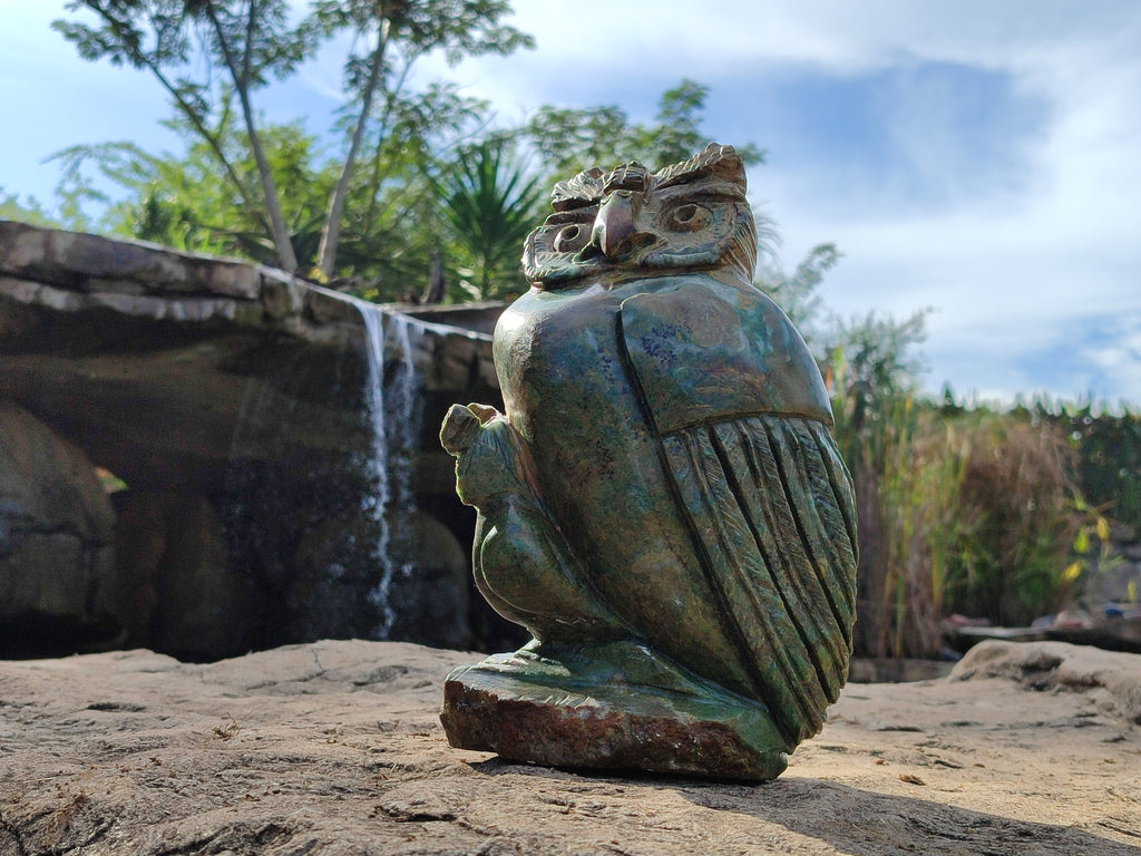 Polished Large Verdite Night Owl Carving x 1 From Zimbabwe - Toprock Gemstones and Minerals 