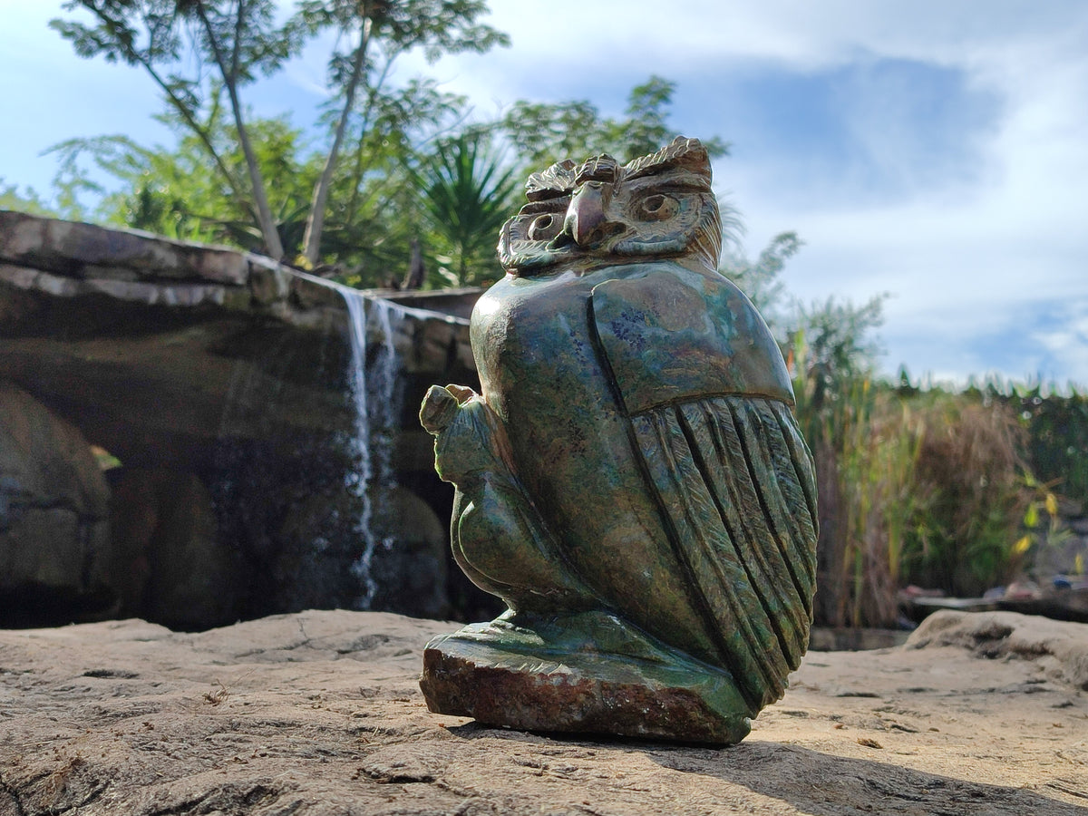 Polished Large Verdite Night Owl Carving x 1 From Zimbabwe - Toprock Gemstones and Minerals 