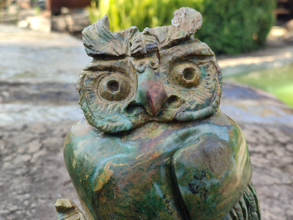 Polished Large Verdite Night Owl Carving x 1 From Zimbabwe - Toprock Gemstones and Minerals 