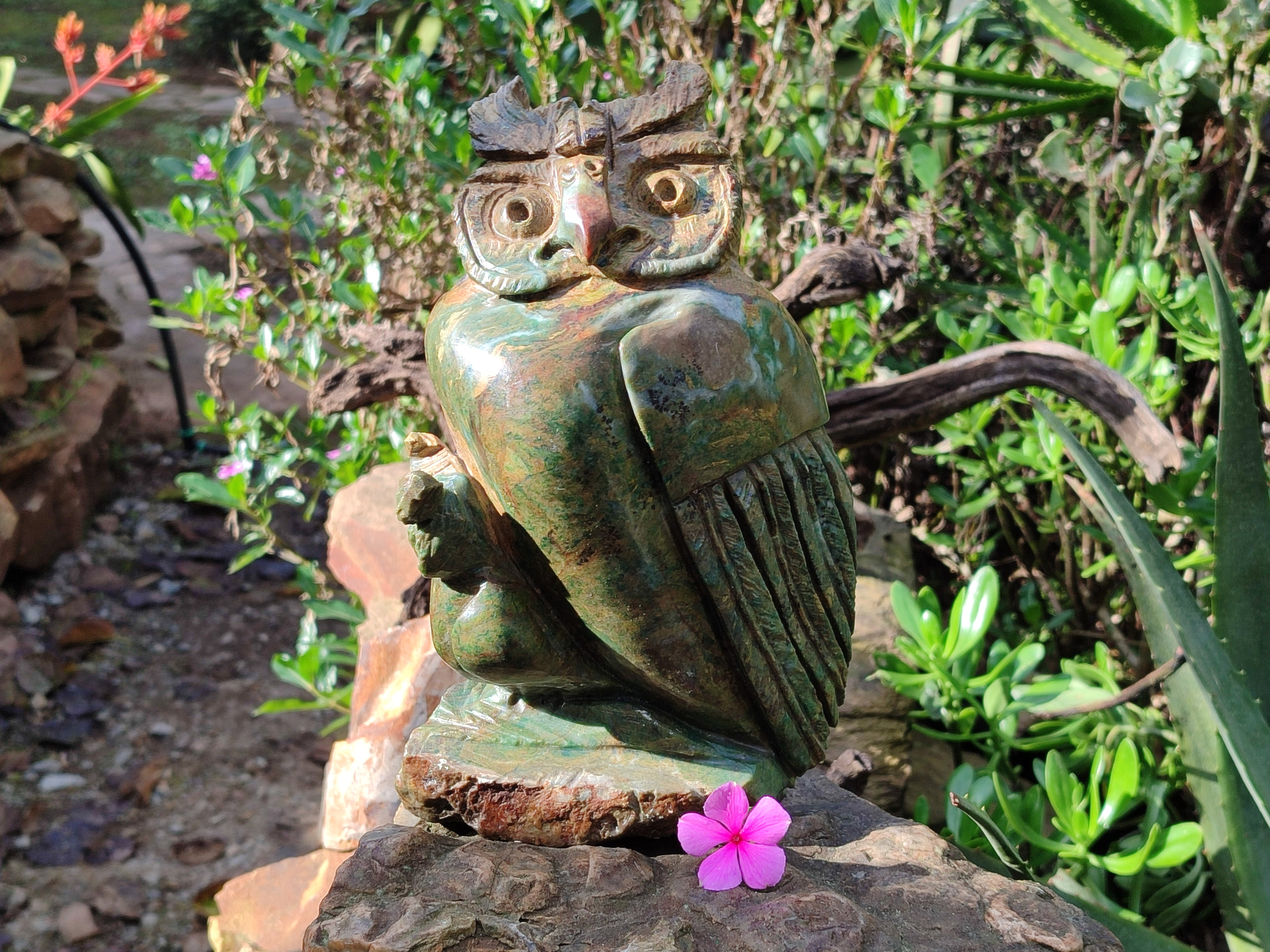 Polished Large Verdite Night Owl Carving x 1 From Zimbabwe - Toprock Gemstones and Minerals 