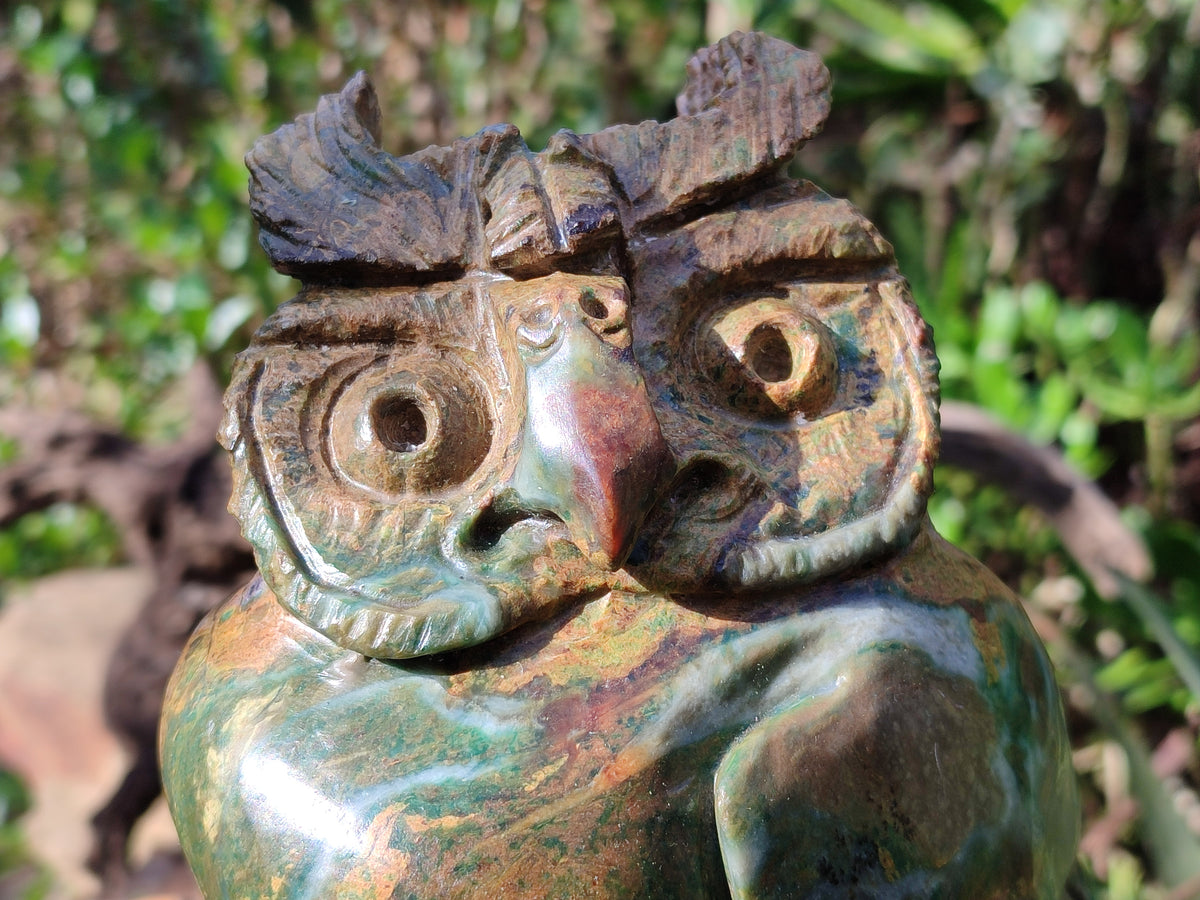 Polished Large Verdite Night Owl Carving x 1 From Zimbabwe - Toprock Gemstones and Minerals 