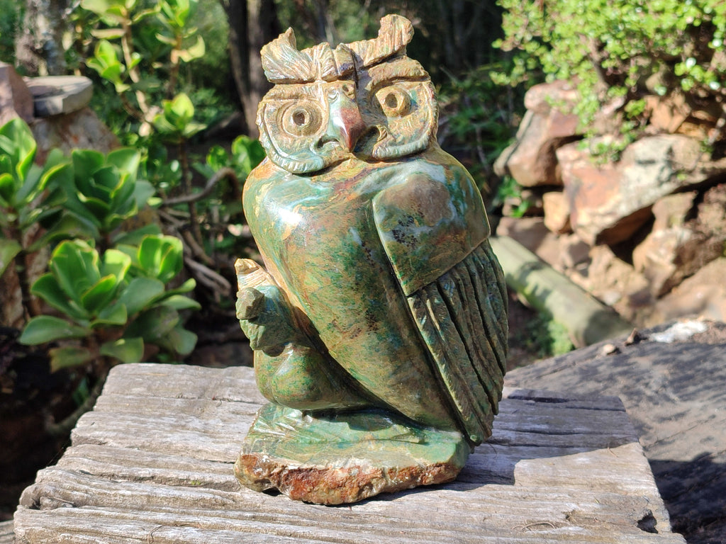 Polished Large Verdite Night Owl Carving x 1 From Zimbabwe - Toprock Gemstones and Minerals 