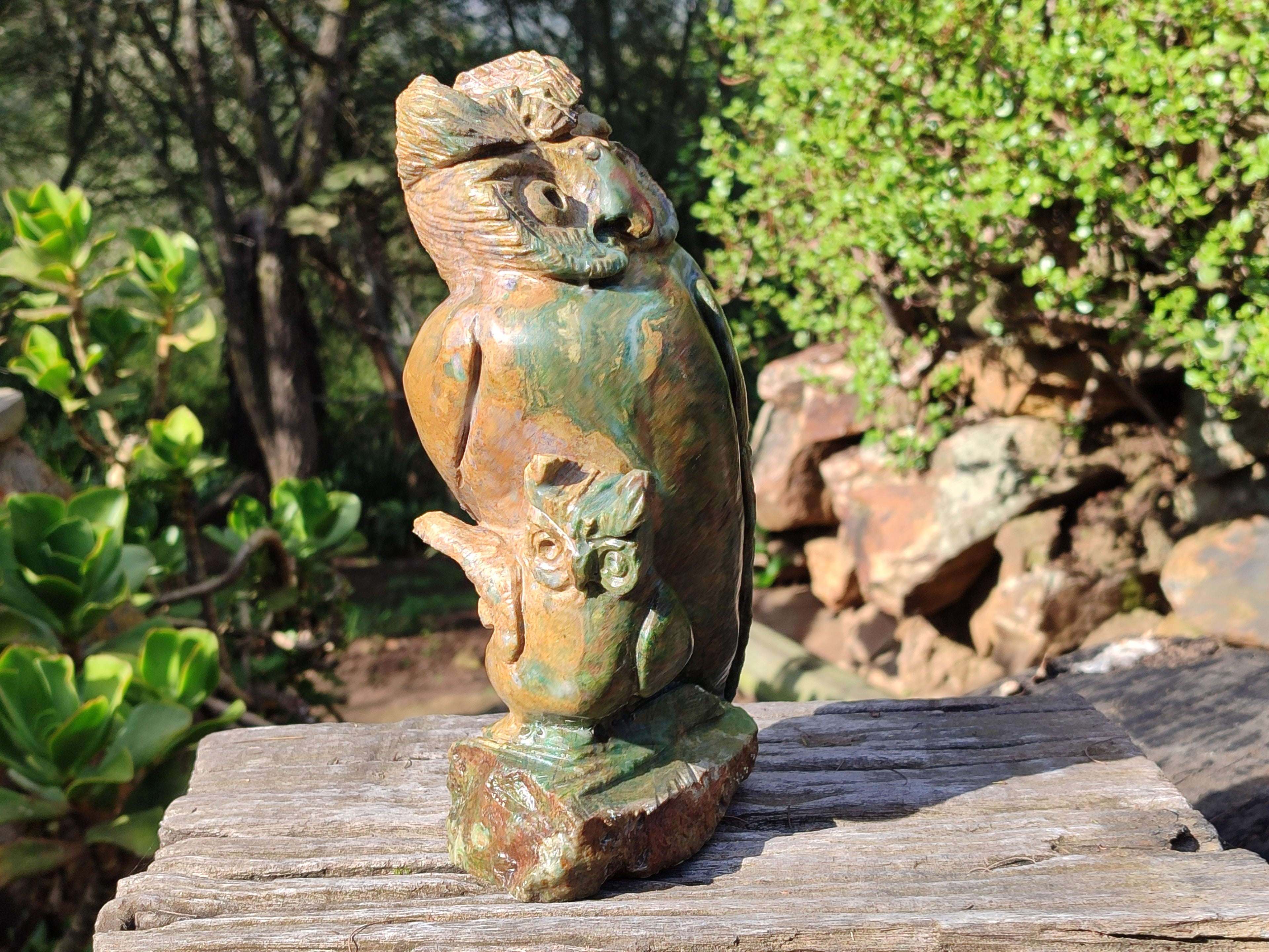 Polished Large Verdite Night Owl Carving x 1 From Zimbabwe - Toprock Gemstones and Minerals 