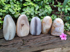 Polished Banded Agate Standing Free Forms x 5 From Madagascar - Toprock Gemstones and Minerals 
