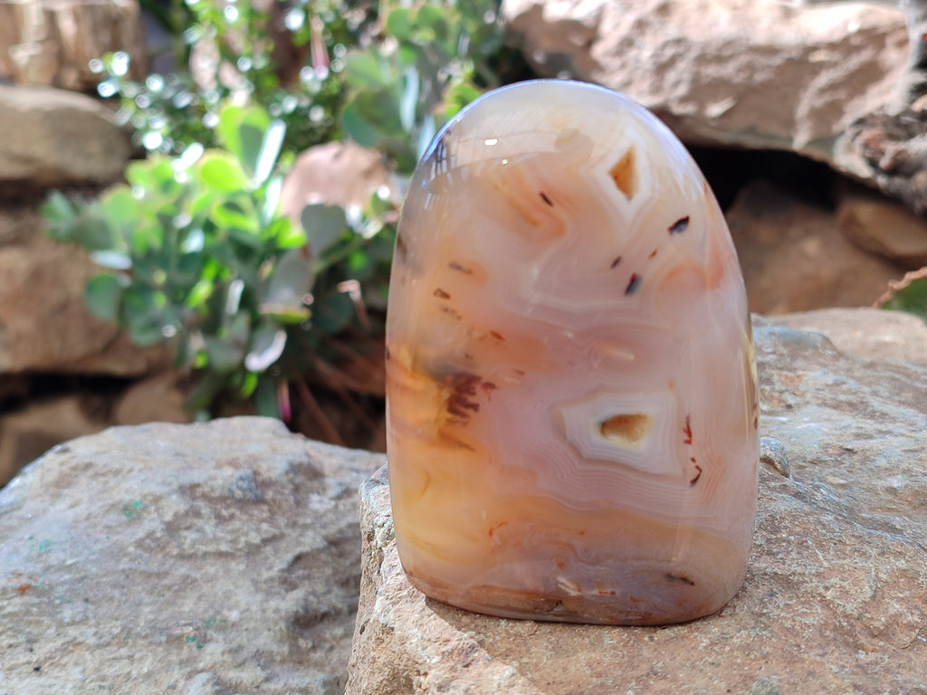 Polished Banded Agate Standing Free Forms x 5 From Madagascar - Toprock Gemstones and Minerals 