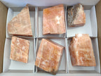Natural Rhombohedral Sunset Orange Calcite Specimens x 6 From Spitzkop, Namibia - Toprock Gemstones and Minerals 