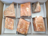 Natural Rhombohedral Sunset Orange Calcite Specimens x 6 From Spitzkop, Namibia