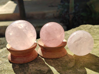 Polished Gemmy Rose Quartz Spheres with Star/Asterisms x 5 From Ambatondrazaka, Madagascar