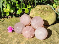 Polished Gemmy Rose Quartz Spheres with Star/Asterisms x 5 From Ambatondrazaka, Madagascar