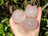 Polished Gemmy Rose Quartz Spheres with Star/Asterisms x 5 From Ambatondrazaka, Madagascar