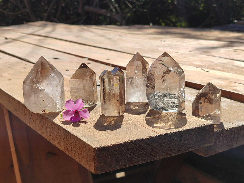 Polished Smokey Quartz Crystals x 6 From Madagascar - Toprock Gemstones and Minerals 