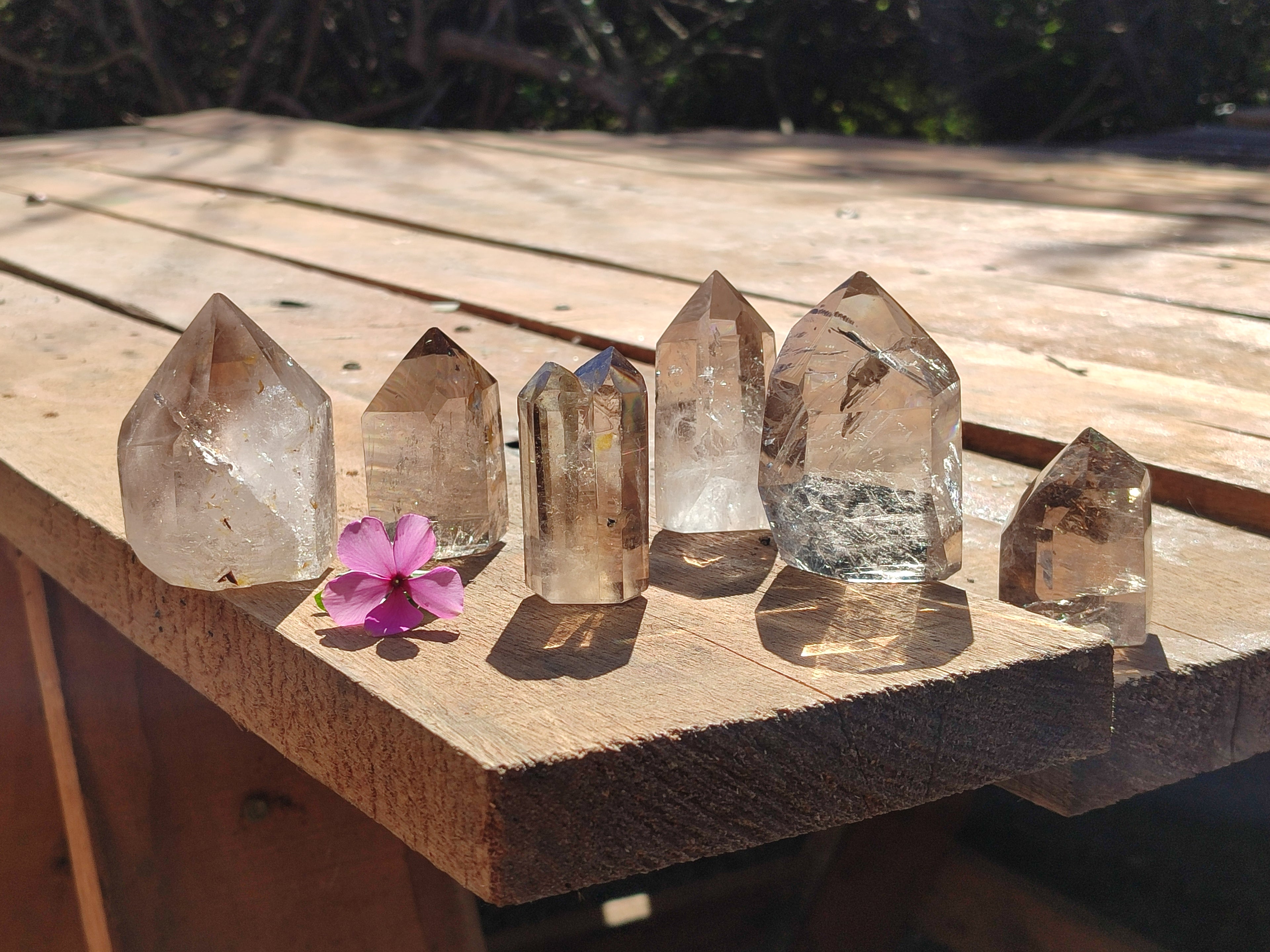 Polished Smokey Quartz Crystals x 6 From Madagascar - Toprock Gemstones and Minerals 