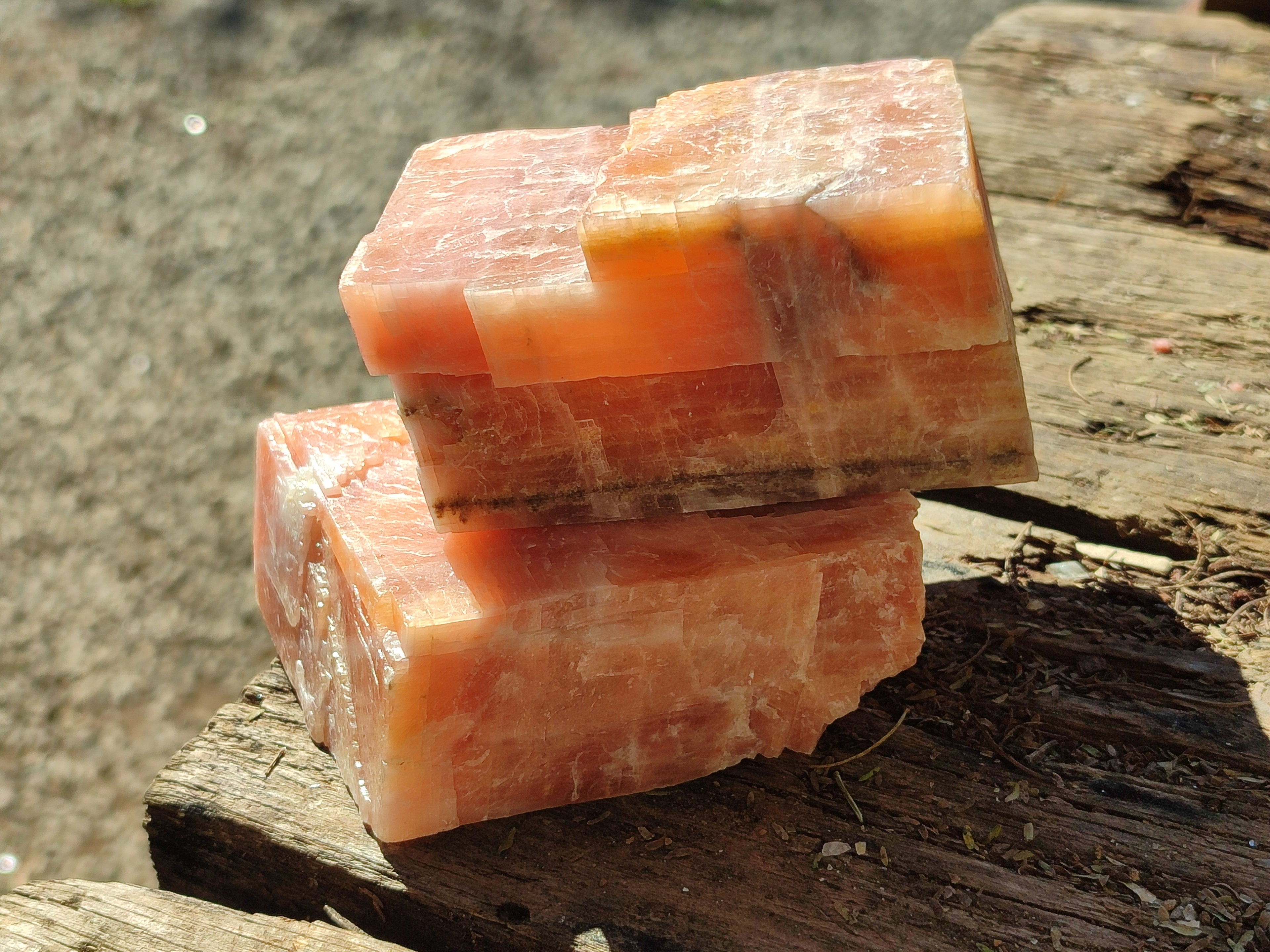 Natural Rhombohedral Sunset Orange Calcite Specimens x 4 From Spitzkop, Namibia - Toprock Gemstones and Minerals 