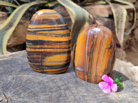 Polished Tigers Eye Standing Free Forms x 2 From Prieska, South Africa