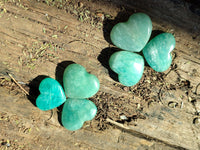 Polished Small Amazonite Hearts x 35 From Madagascar