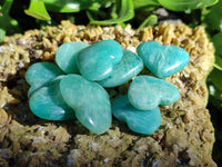 Polished Small Amazonite Hearts x 35 From Madagascar