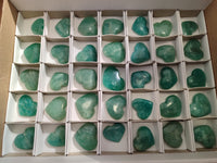Polished Small Amazonite Hearts x 35 From Madagascar