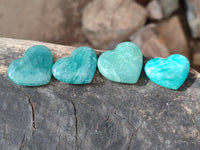 Polished Small Amazonite Hearts x 35 From Madagascar