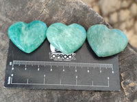 Polished Small Amazonite Hearts x 35 From Madagascar