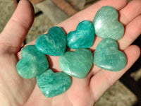 Polished Small Amazonite Hearts x 35 From Madagascar