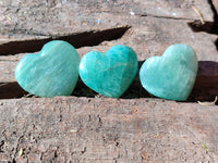 Polished Small Amazonite Hearts x 35 From Madagascar